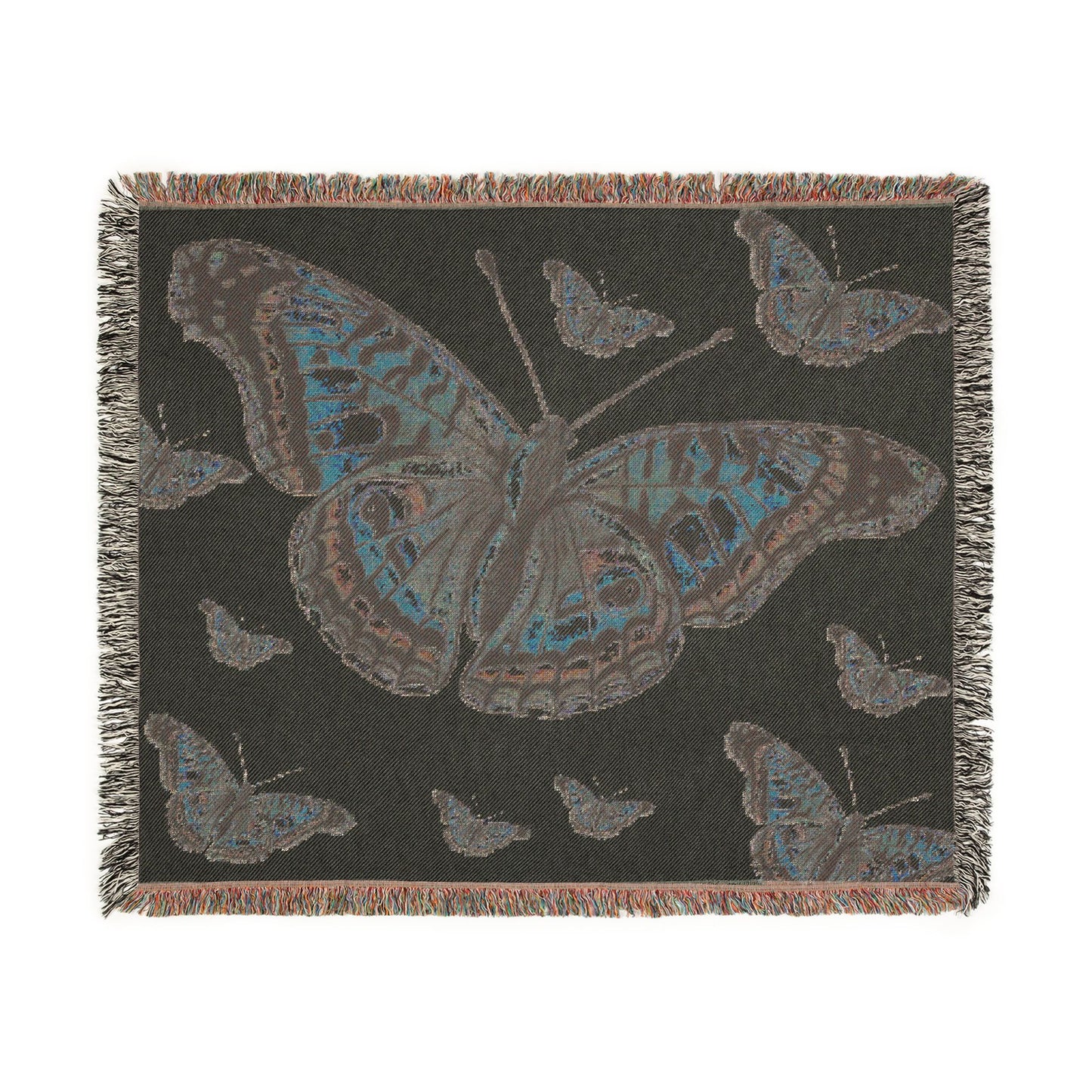 Butterfly Woven Blanket – Boho Tapestry Throw for Cozy Living, Neutral & Dark Reversible Design