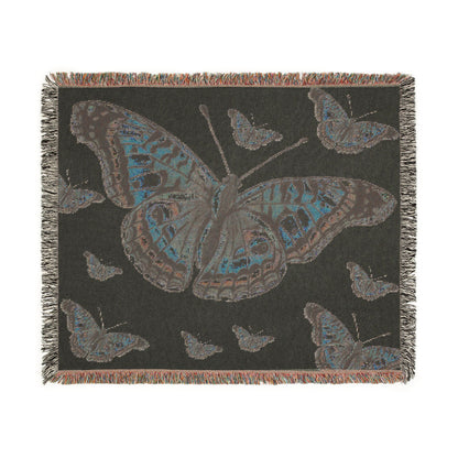 Butterfly Woven Blanket – Boho Tapestry Throw for Cozy Living, Neutral & Dark Reversible Design