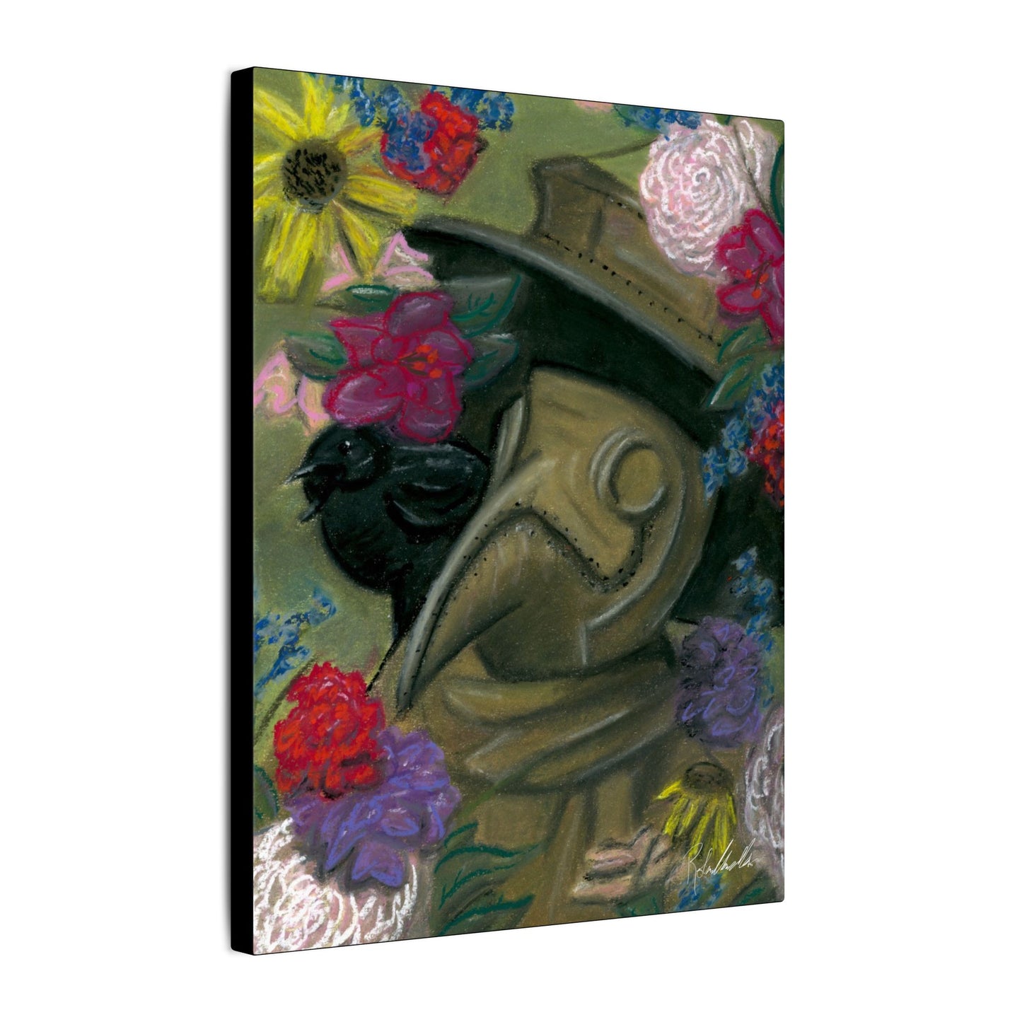 Plague Doctor and Raven Canvas Gallery Wrap