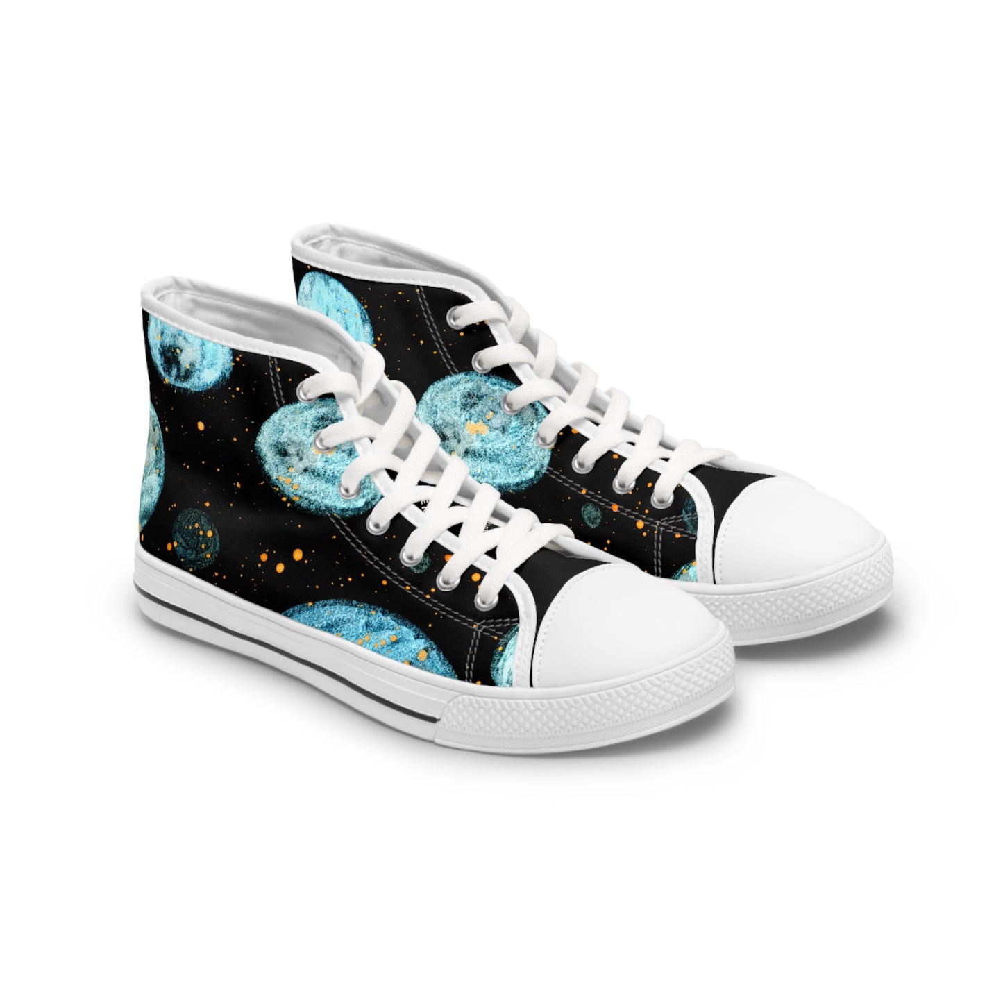 Little Blue Planets Galaxy Unisex Classic High Top Sneakers Closed Toe Casual Walking Fashion Shoes