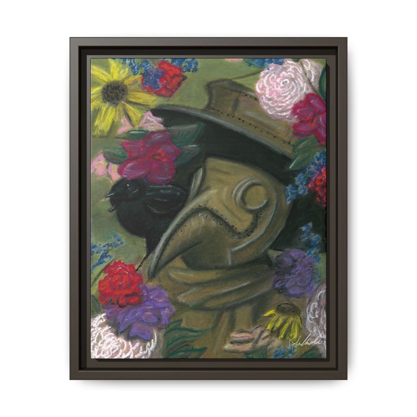 Plague Doctor and Raven Framed Wall Art