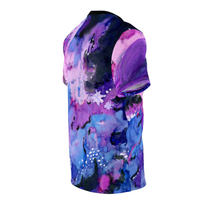 Galaxy Watercolor Tee — Purple Space Planet All-Over Print