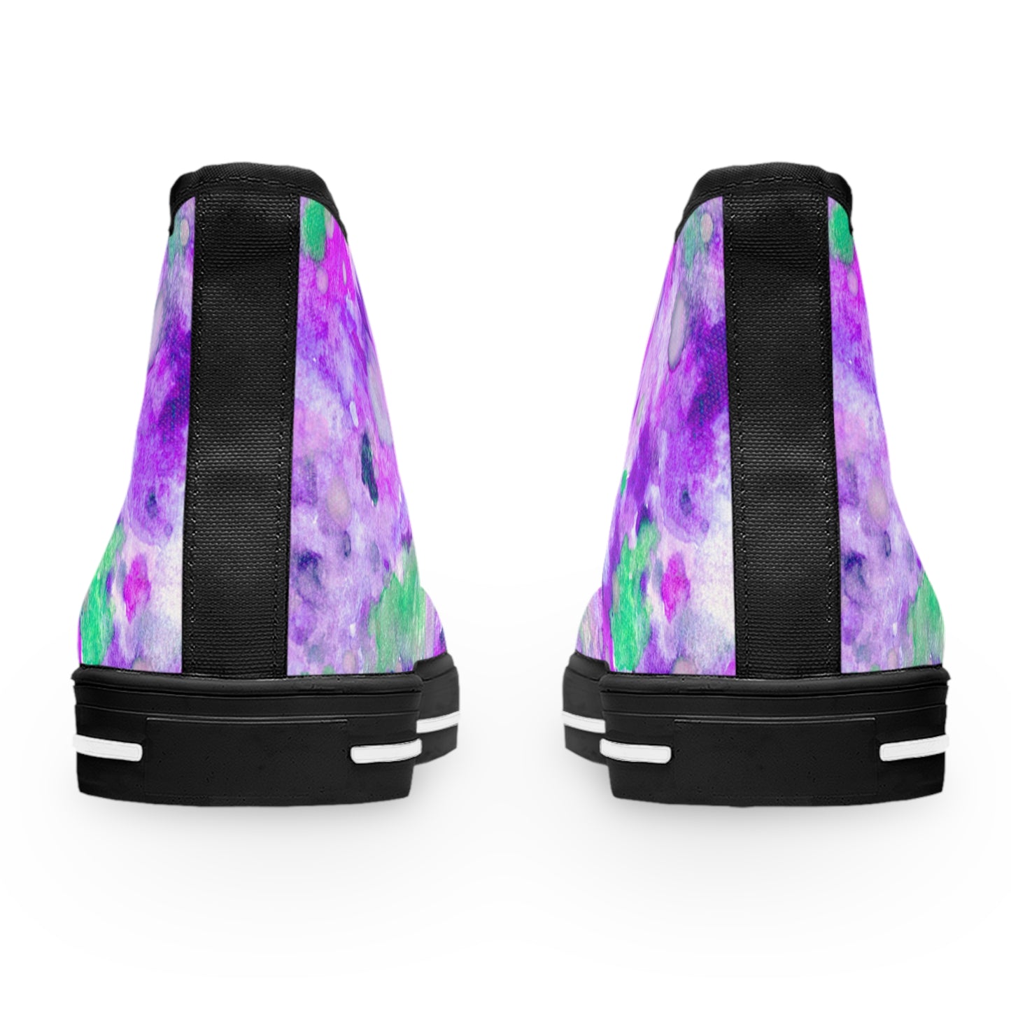 Women's High Top Sneakers — Purple Watercolor Floral Pattern Athletic Fashion Shoes