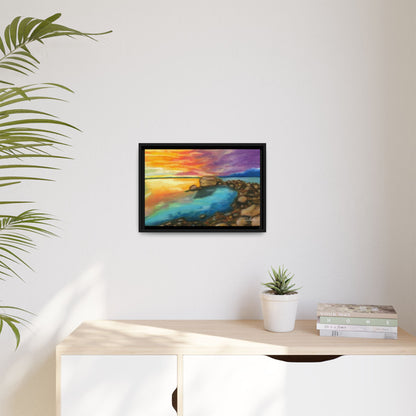 Sunset Ocean Beach Framed Wall Art