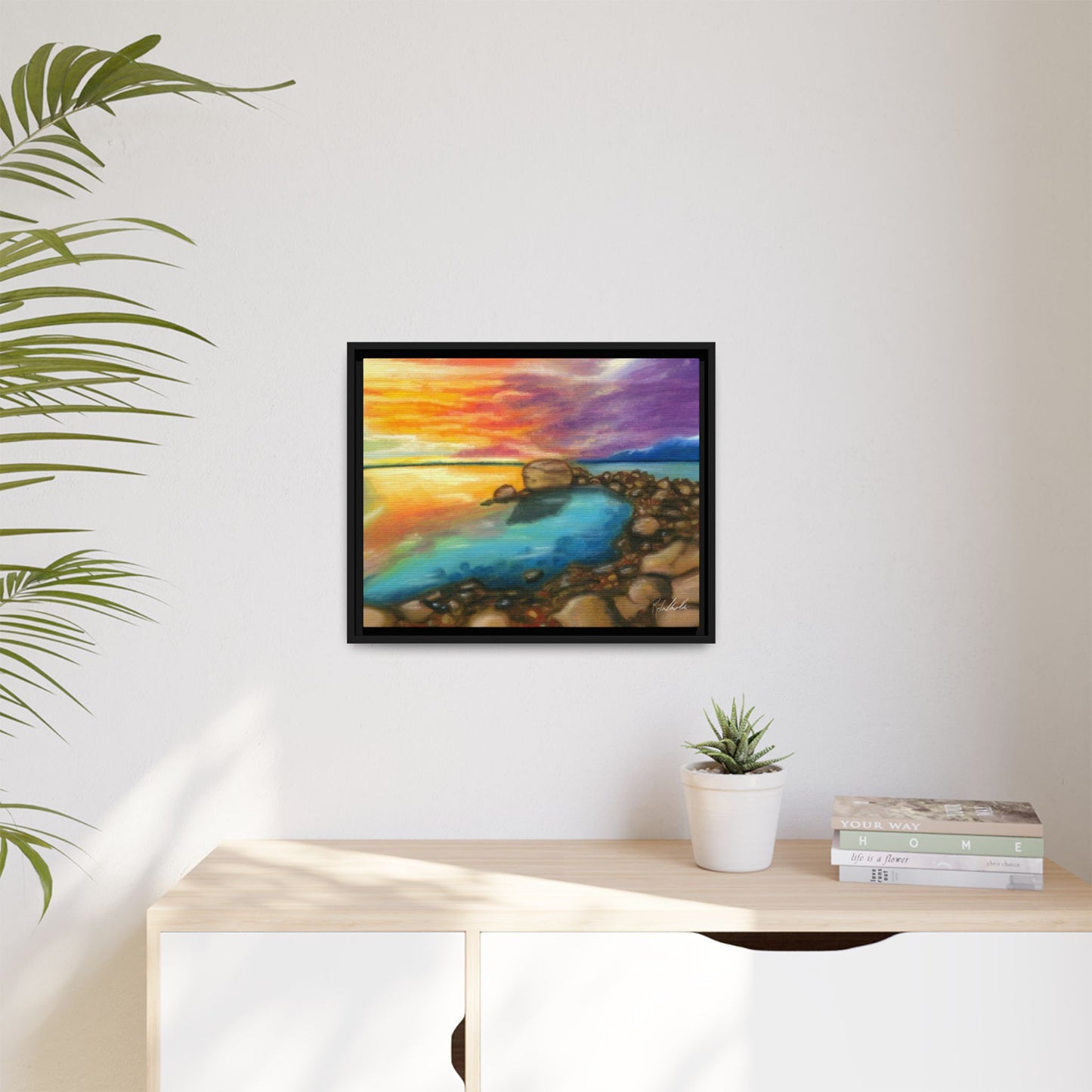 Sunset Ocean Beach Framed Wall Art