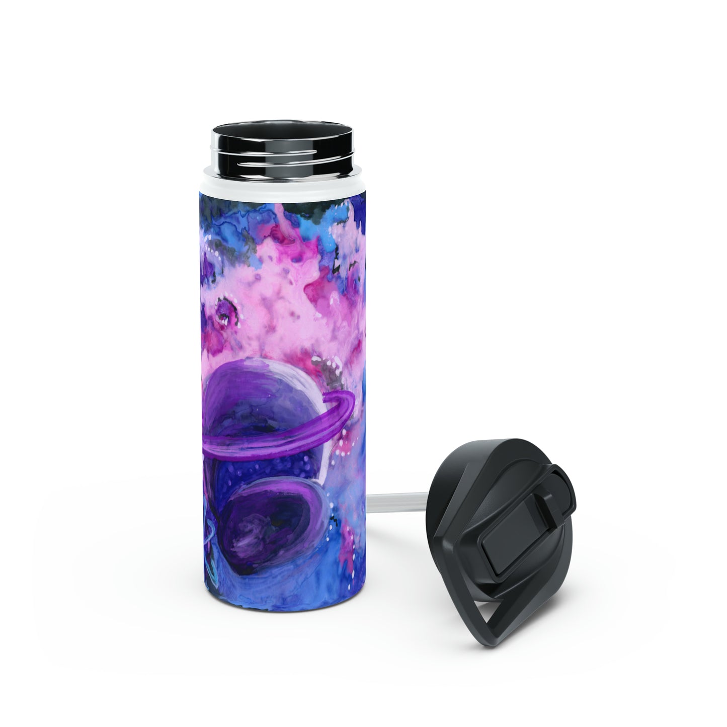 Purple Galaxy Stainless Steel Water Bottle, Standard Lid