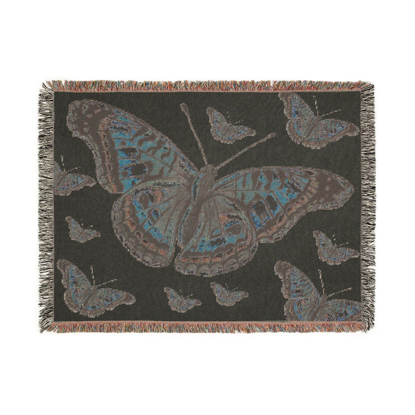 Butterfly Woven Blanket – Boho Tapestry Throw for Cozy Living, Neutral & Dark Reversible Design