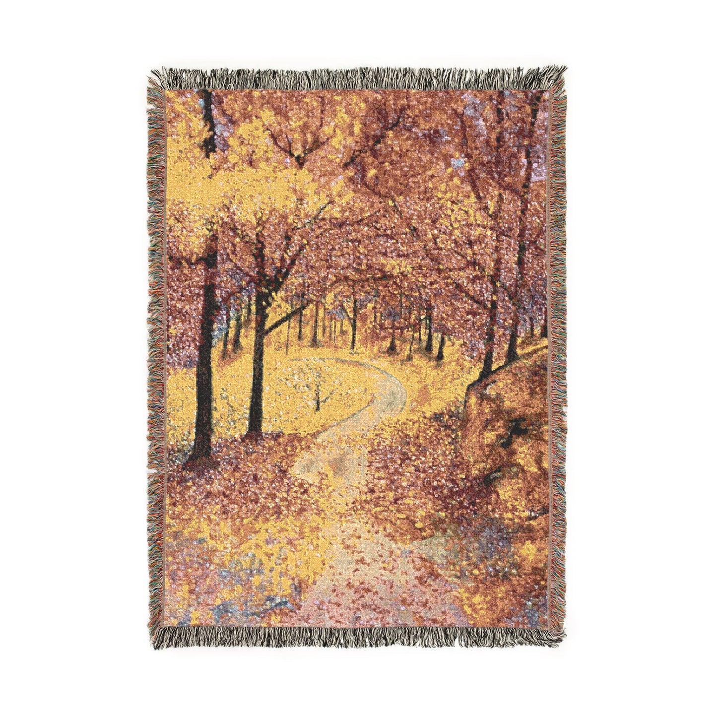 Autumn Forest Woven Blanket — Cozy Scenic Throw for Home & Cabin
