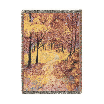 Autumn Forest Woven Blanket — Cozy Scenic Throw for Home & Cabin
