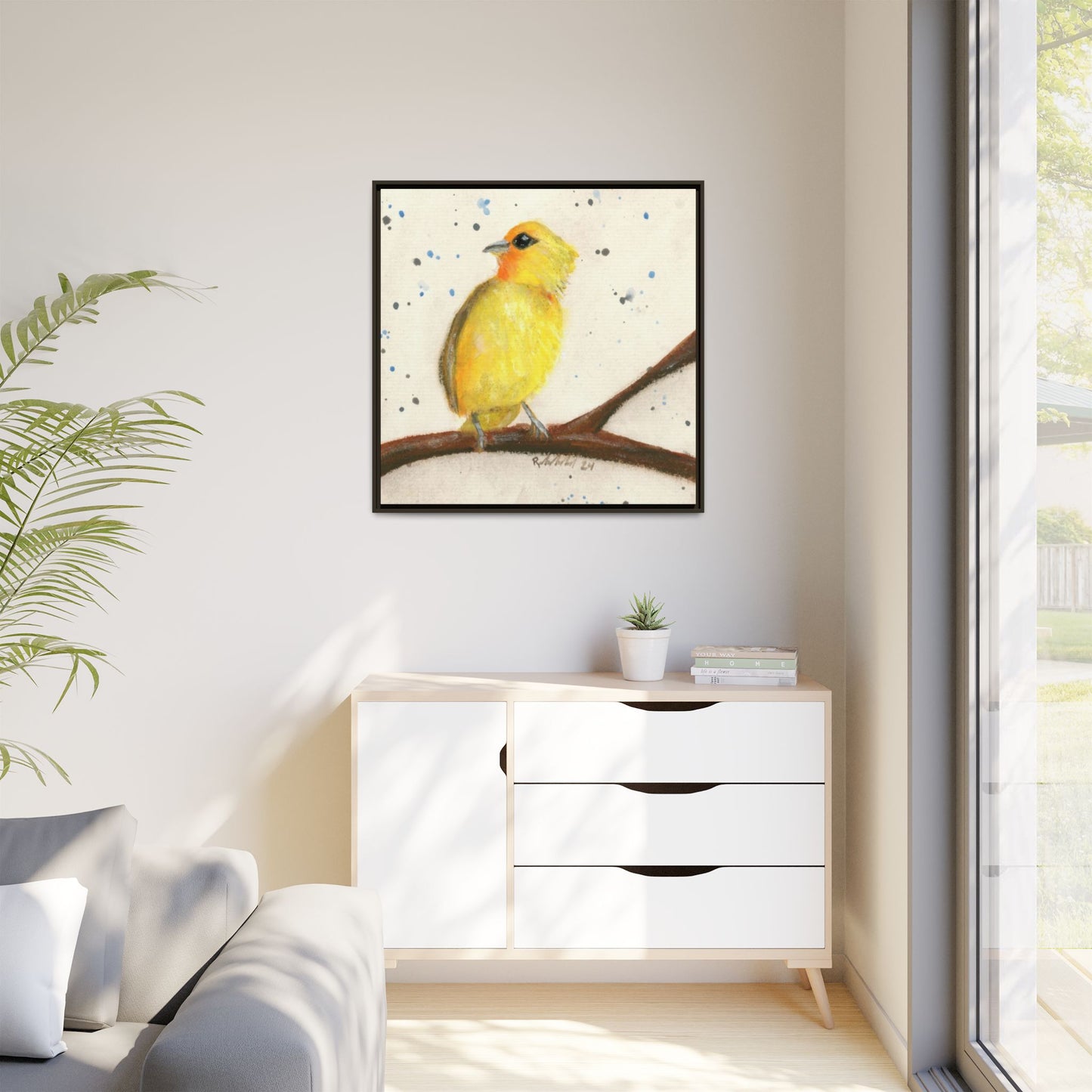 Yellow Canary Bird Framed Wall Art
