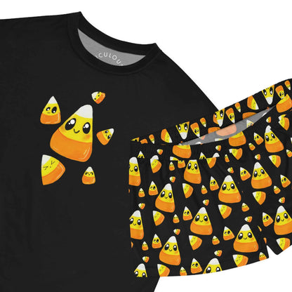 Candy Corn Pattern Women’s Pajama Set — Cute Halloween Short Sleepwear