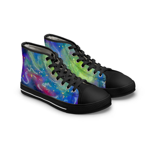 Galaxy Swirl High-Top Sneakers — Colorful Cosmic Women's Canvas Shoes