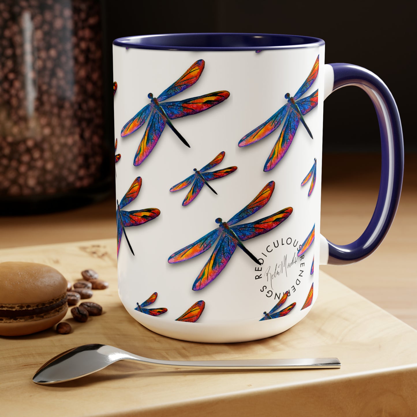 Dragonfly Two-Tone Coffee Mugs, 15oz