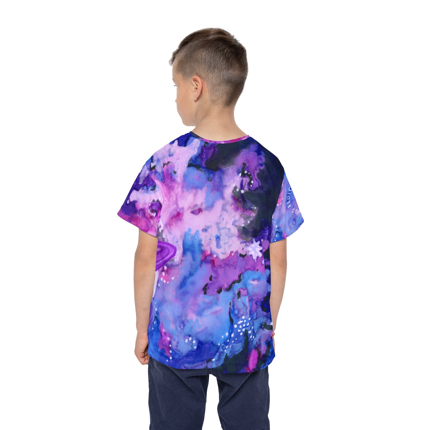 Kids Galaxy Sports Jersey — Purple Nebula Planet All-Over Print