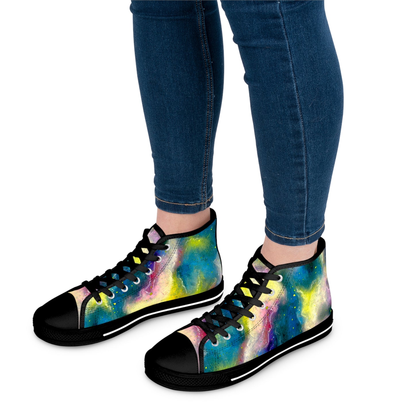 Women's High Top Sneakers — Colorful Galaxy Watercolor Print