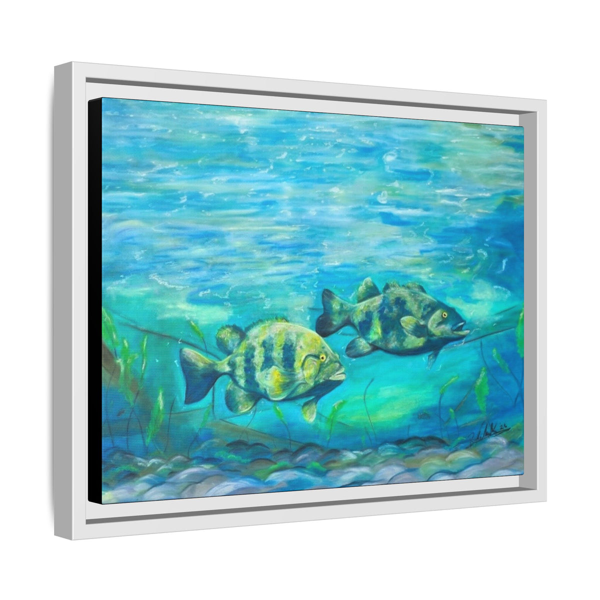 Framed Matte Canvas - Underwater Fish Scene