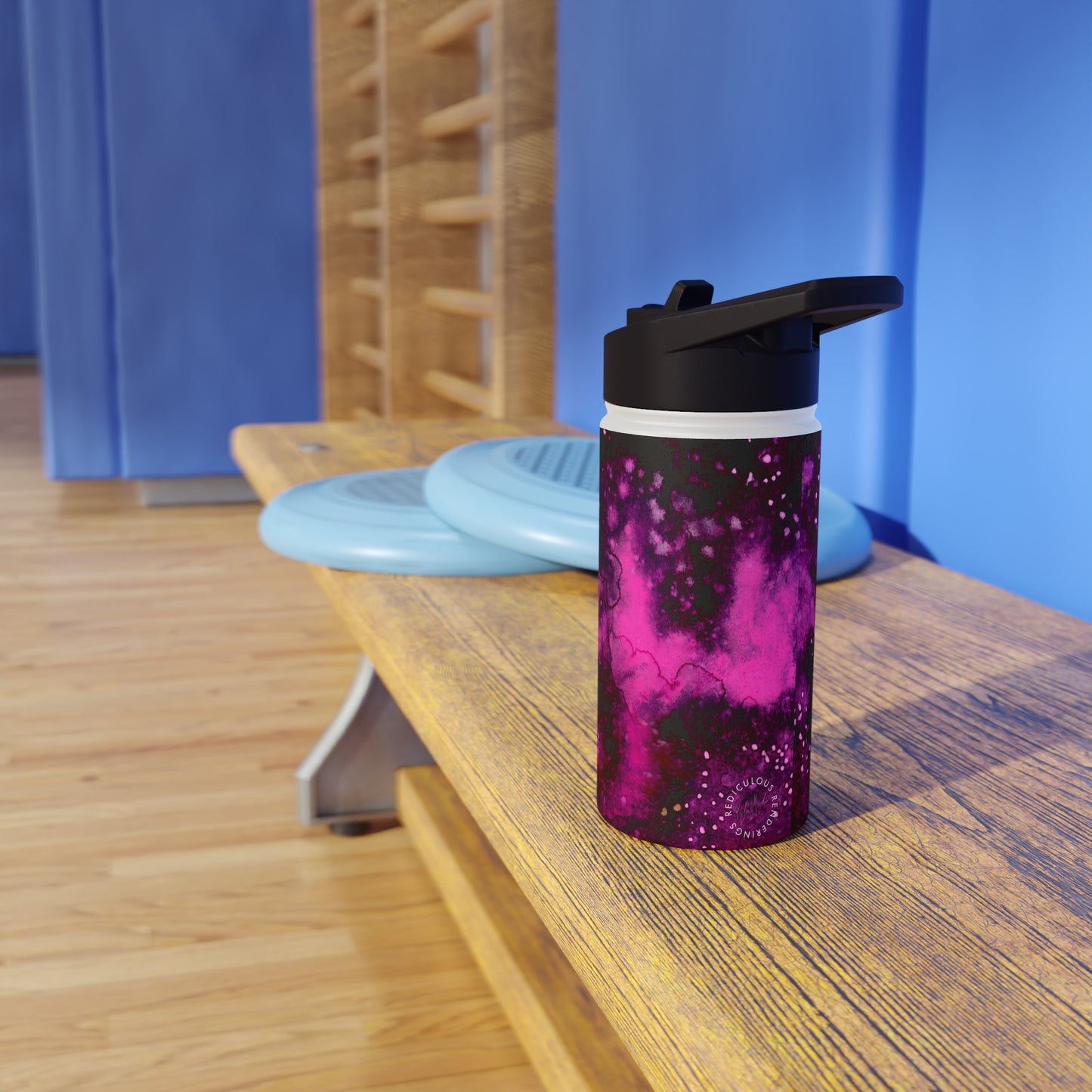 Rose Colored Galaxy Stainless Steel Water Bottle, Standard Lid