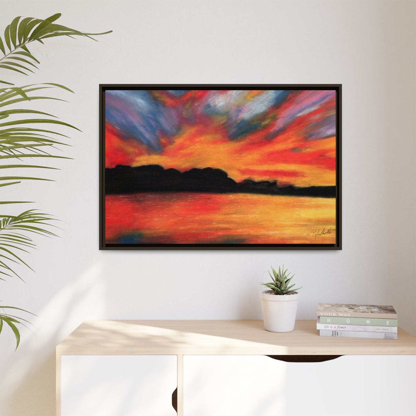 Sunset Over The Lake Framed Wall Art