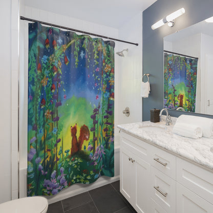 Fox Night Sky Shower Curtain