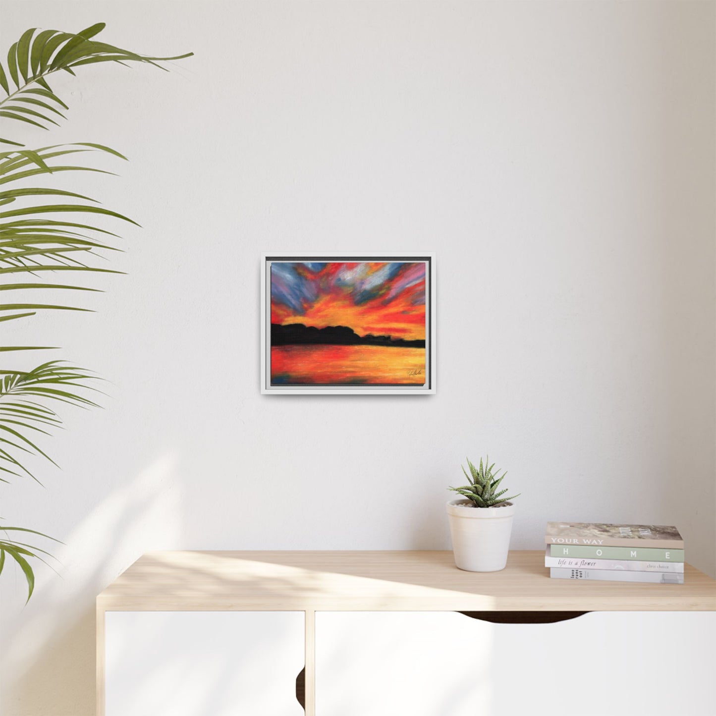 Sunset Over The Lake Framed Wall Art