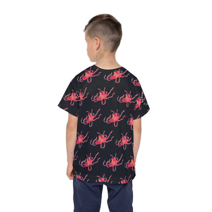 Kids Octopus Sports Jersey — Bright Red Octopus All-Over Print