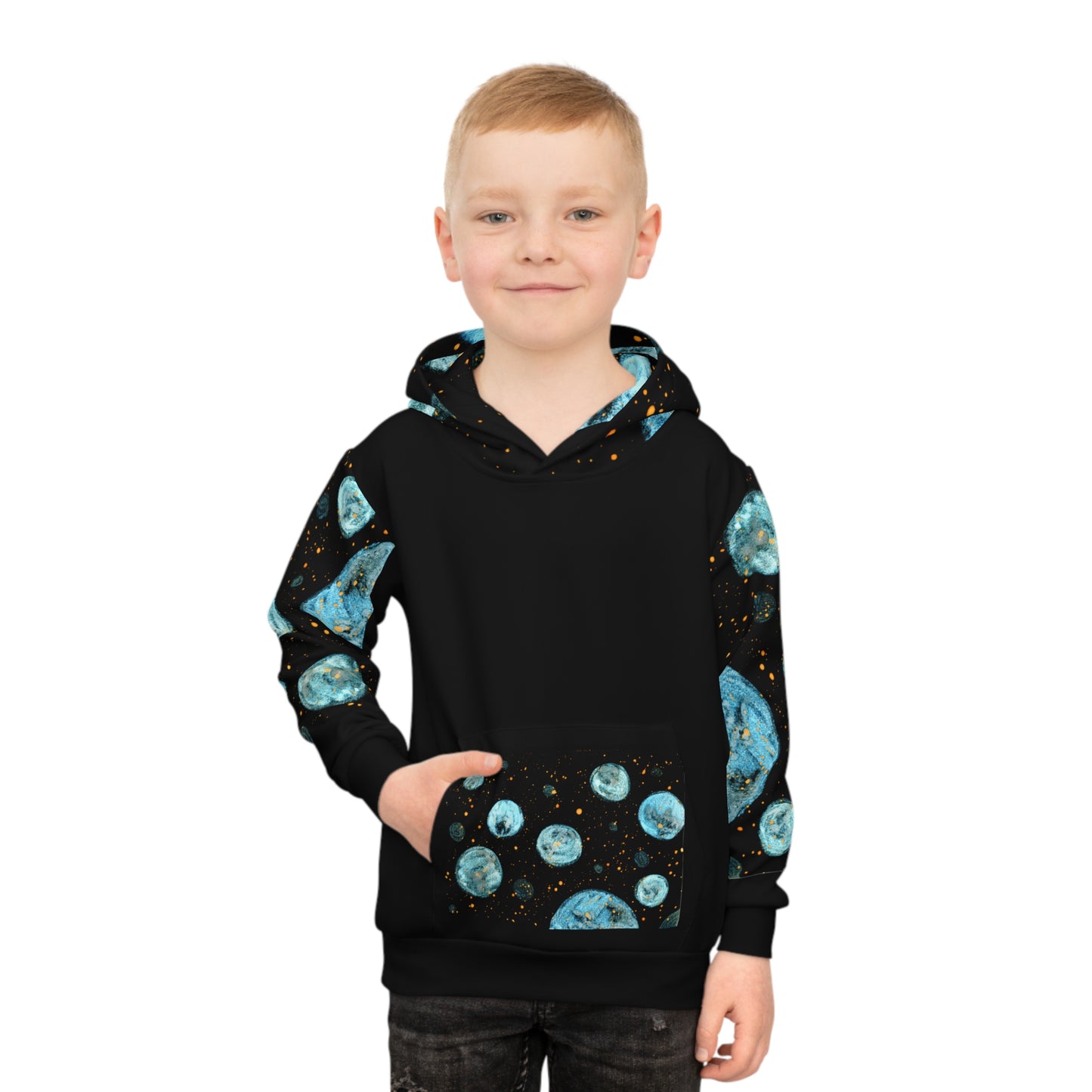 Little Blue Planets Galaxy Children's Hoodie (AOP)