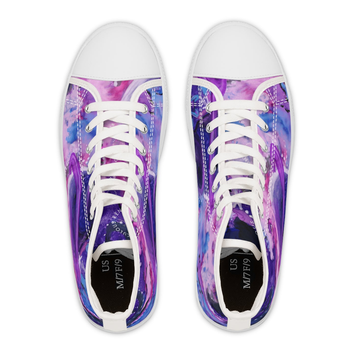 Galaxy Watercolor High Top Sneakers — Purple Planet Cosmic Print for Women