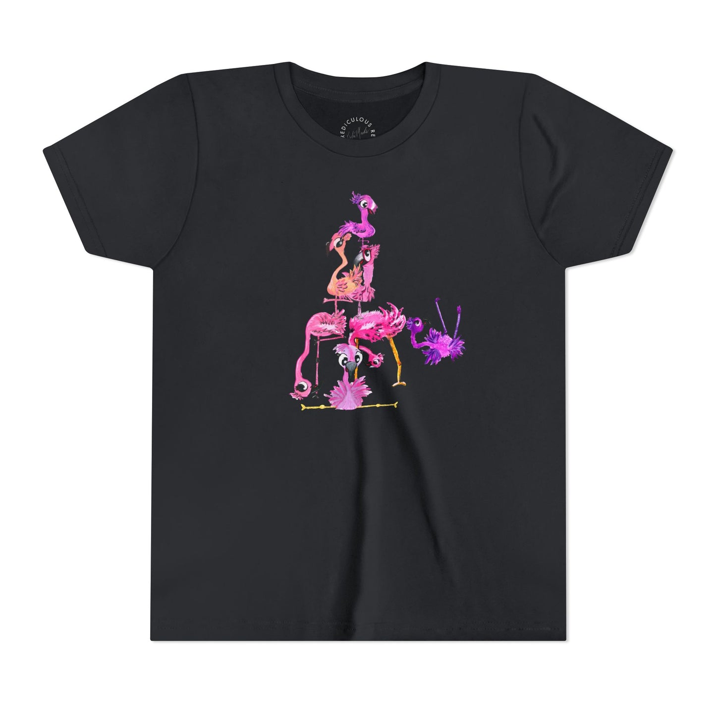 Youth Tee — Watercolor Pink Flamingo Stack Kids T-Shirt