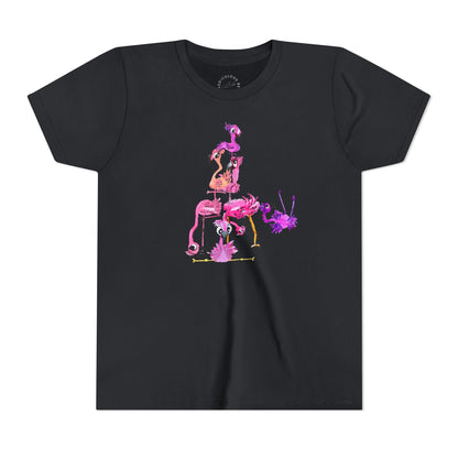 Youth Tee — Watercolor Pink Flamingo Stack Kids T-Shirt