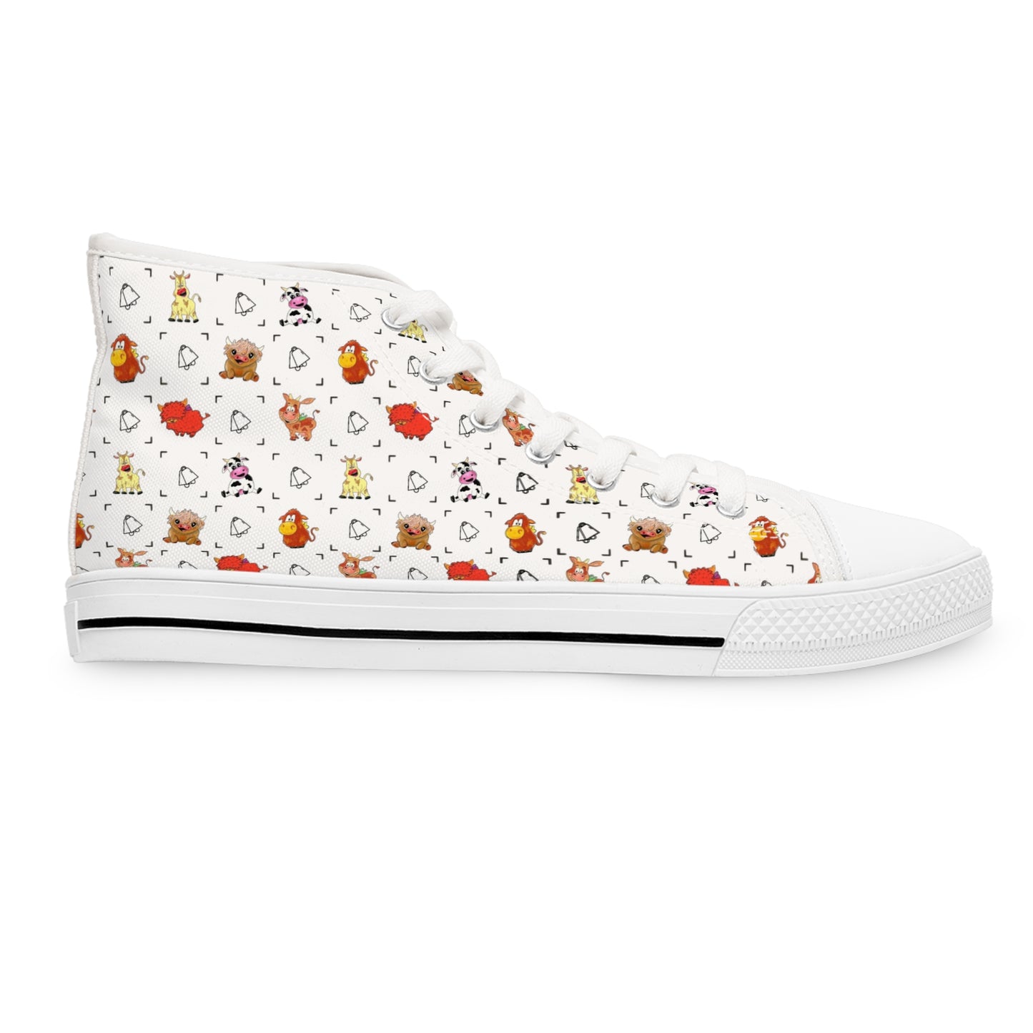 Women's High Top Sneakers — Cute Autumn Animal Cow Pattern Casual Shoes