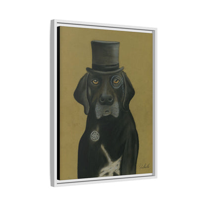 Black Lab Dog in Top Hat Framed Wall Art