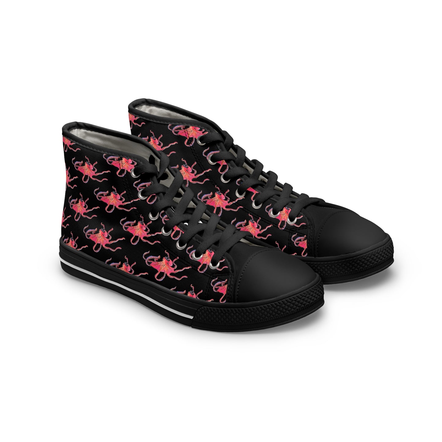 High Top Sneakers — Red Octopus Pattern Women’s Canvas Shoes