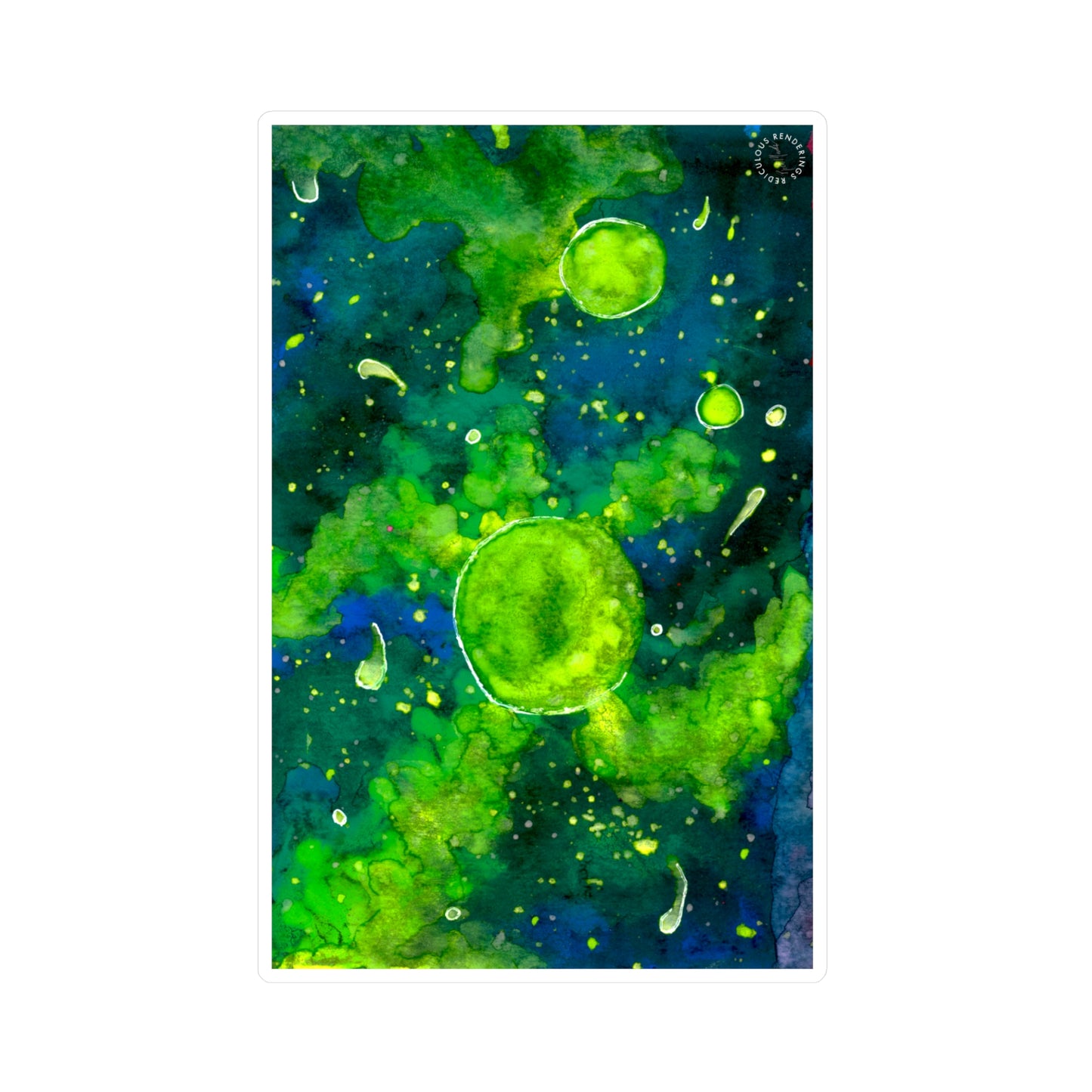 Green Galaxy Kiss-Cut Vinyl Decals Water, Scratch & UV-Resistant Satin Finish Vinyl Sticker with Removable Adhesive