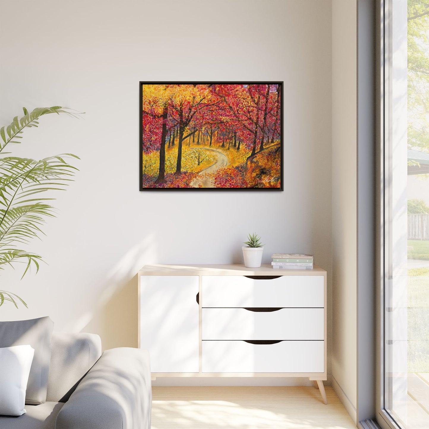 Vibrant Fall Forest Framed Wall Art