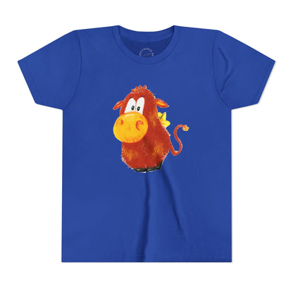 Cute Cartoon Cow Kids T-Shirt — Playful Red Cow Graphic Youth Tee
