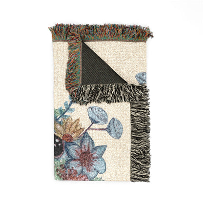 Frog Floral Woven Blanket