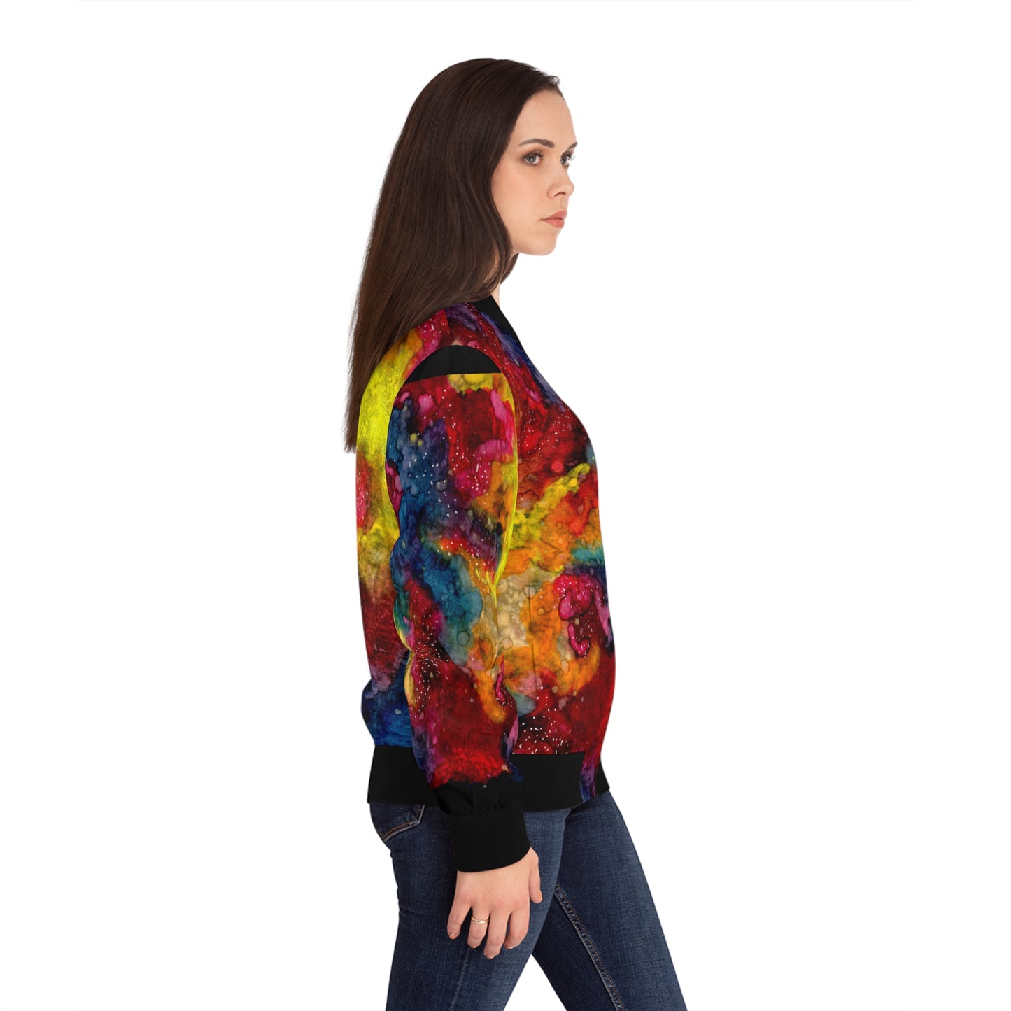 Sunset Clouds Galaxy Women's Bomber Jacket (AOP)