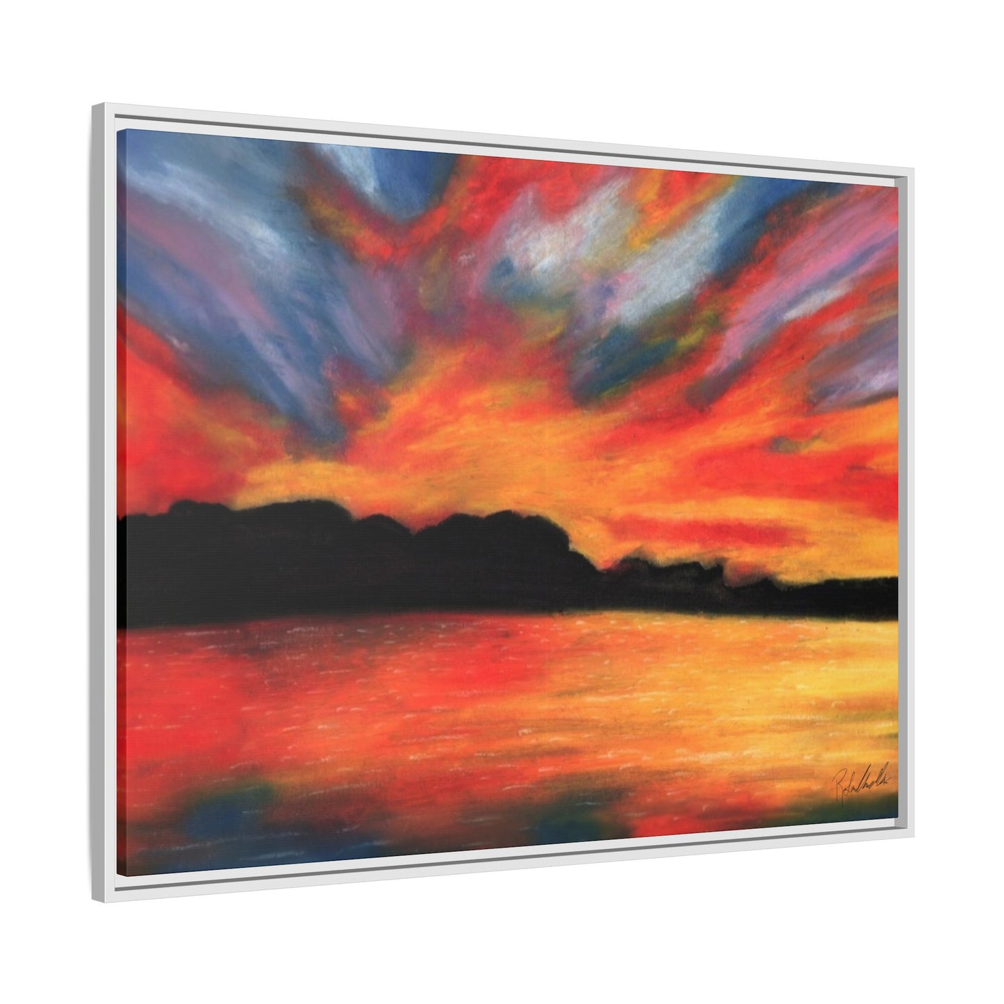 Sunset Over The Lake Framed Wall Art