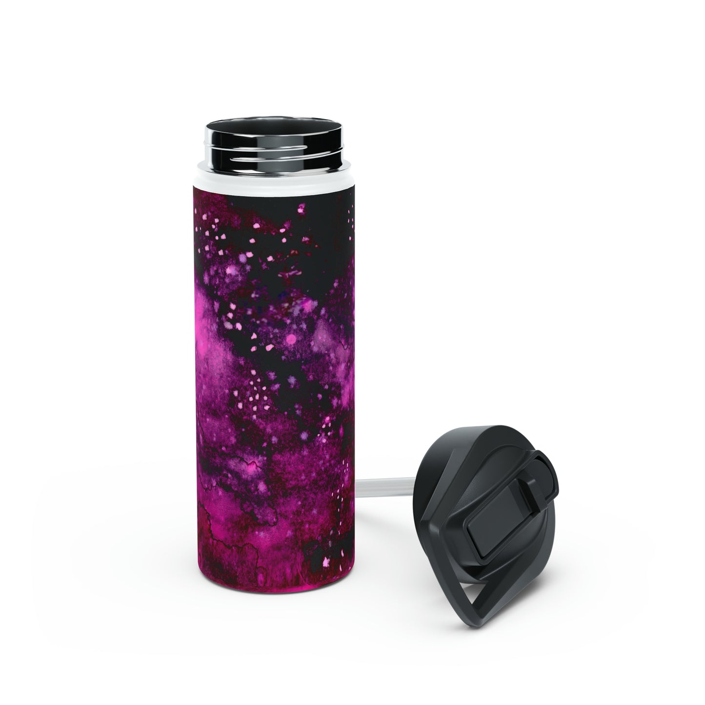 Rose Colored Galaxy Stainless Steel Water Bottle, Standard Lid