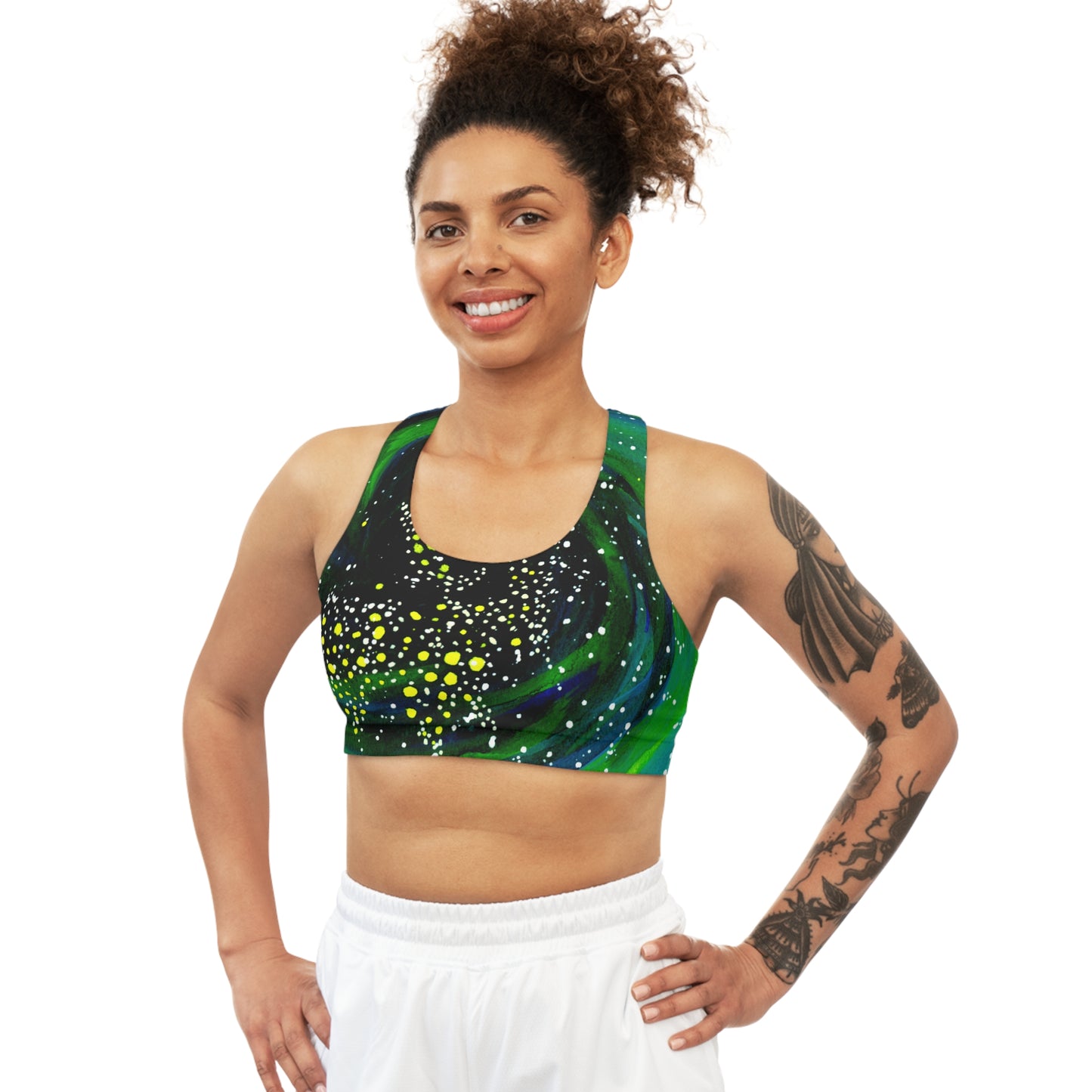 Spiral Galaxy Seamless Sports Bra (AOP)