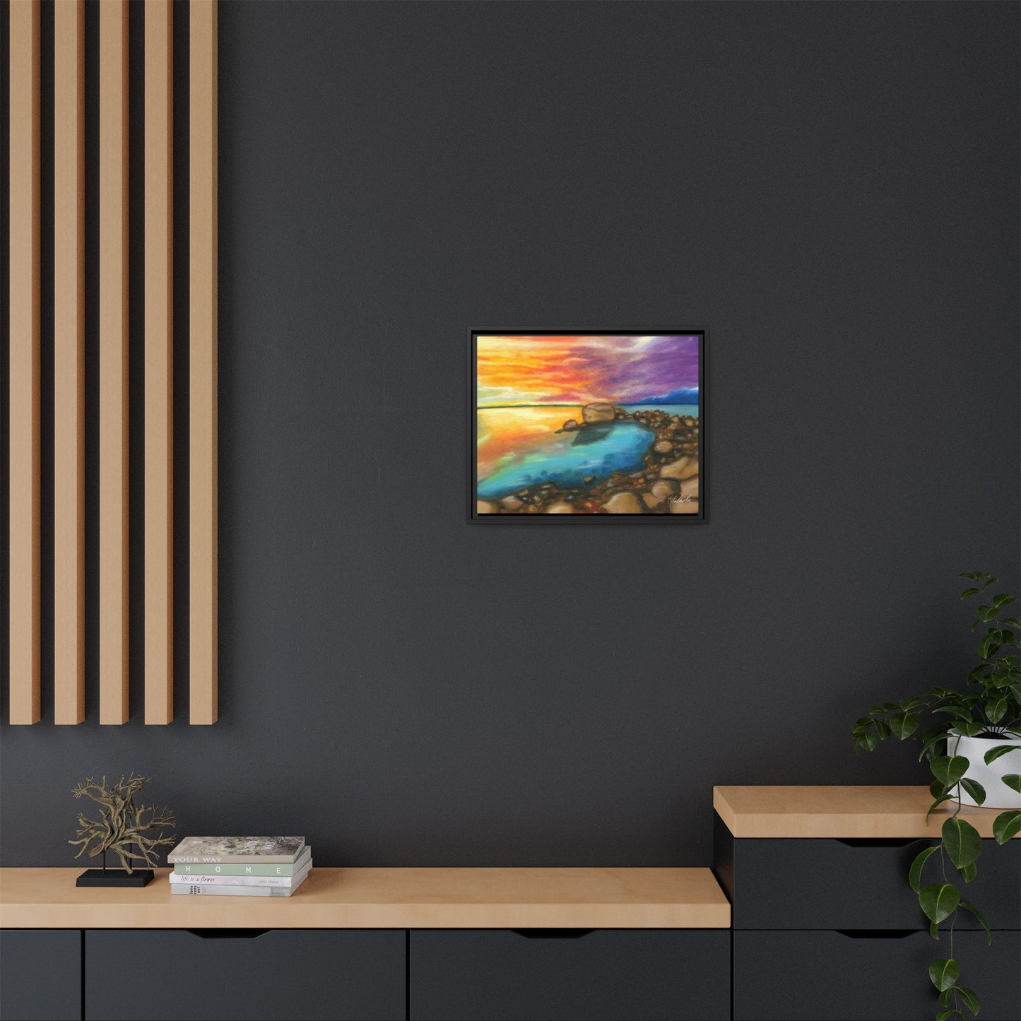 Sunset Ocean Beach Framed Wall Art