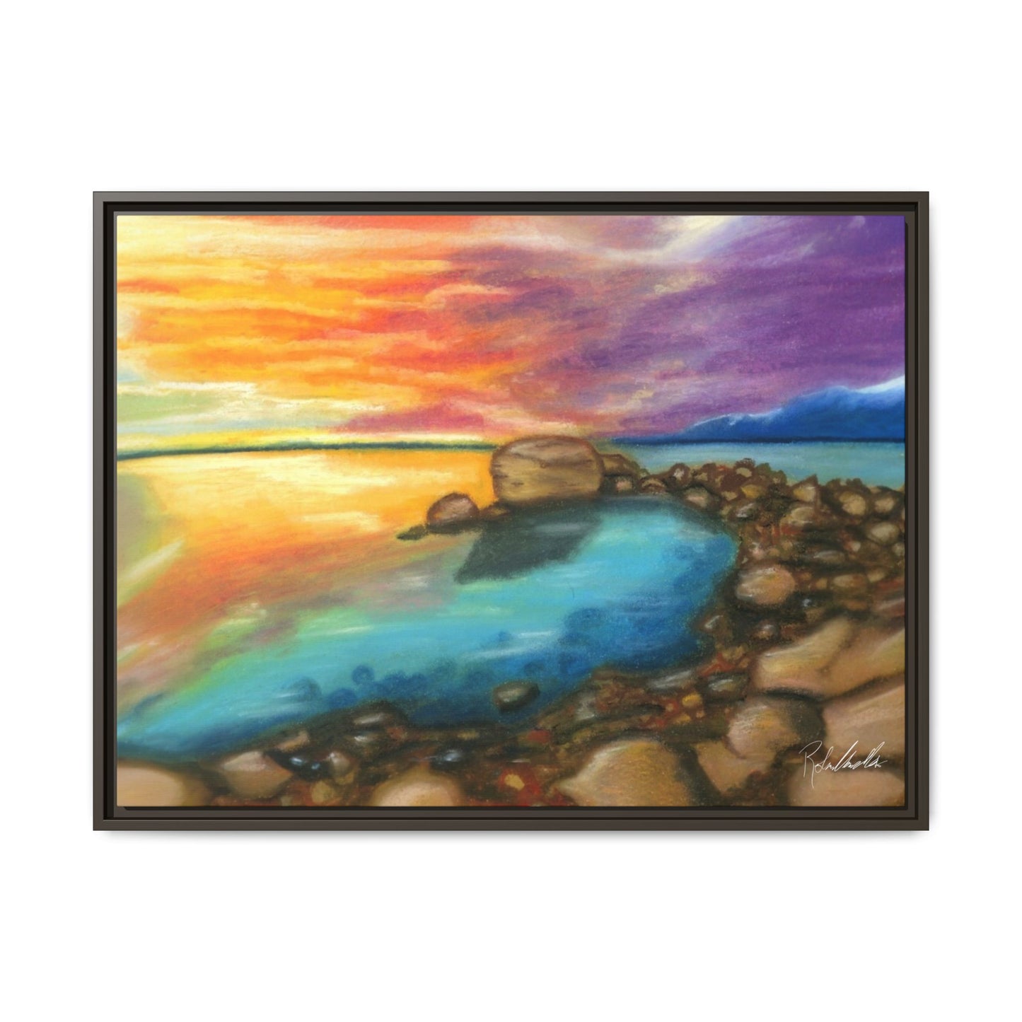 Sunset Ocean Beach Framed Wall Art