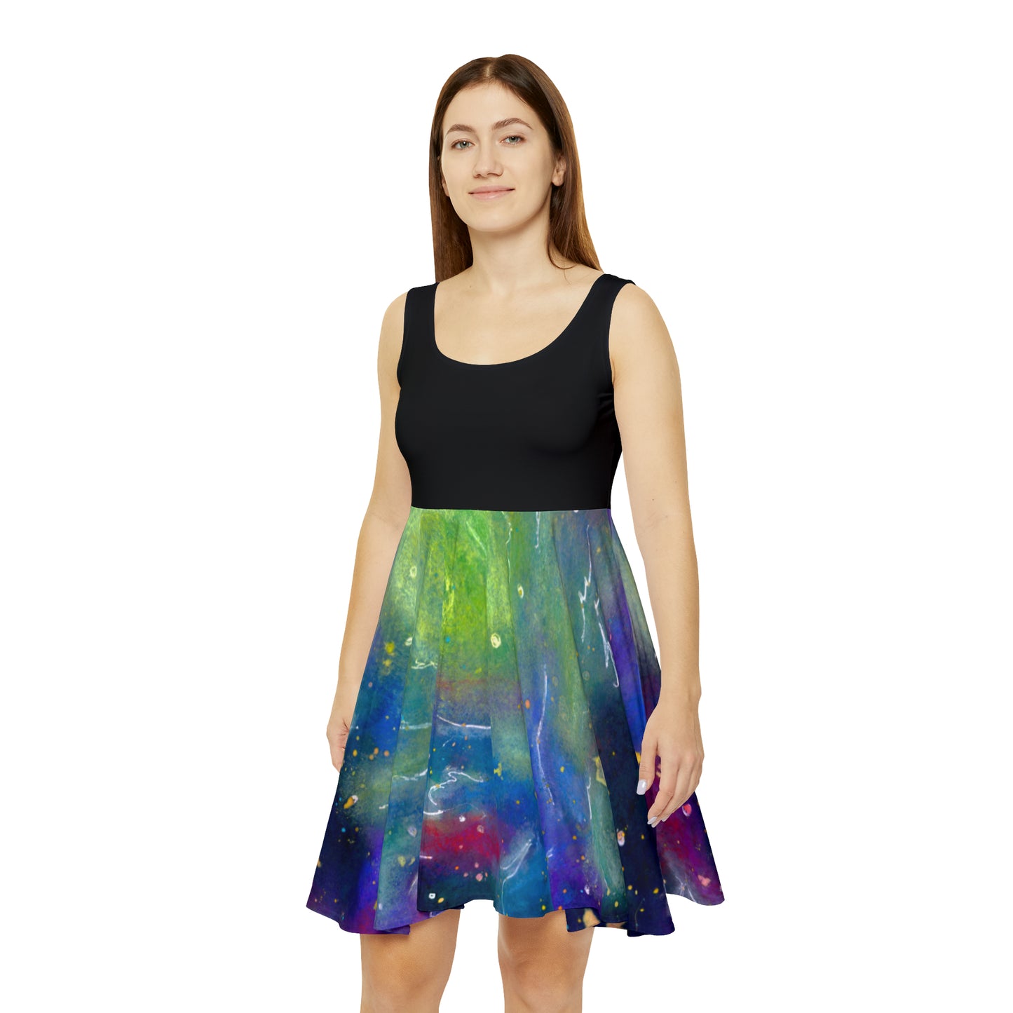 Rainbow Vortex Galaxy Women's Skater Dress (AOP)