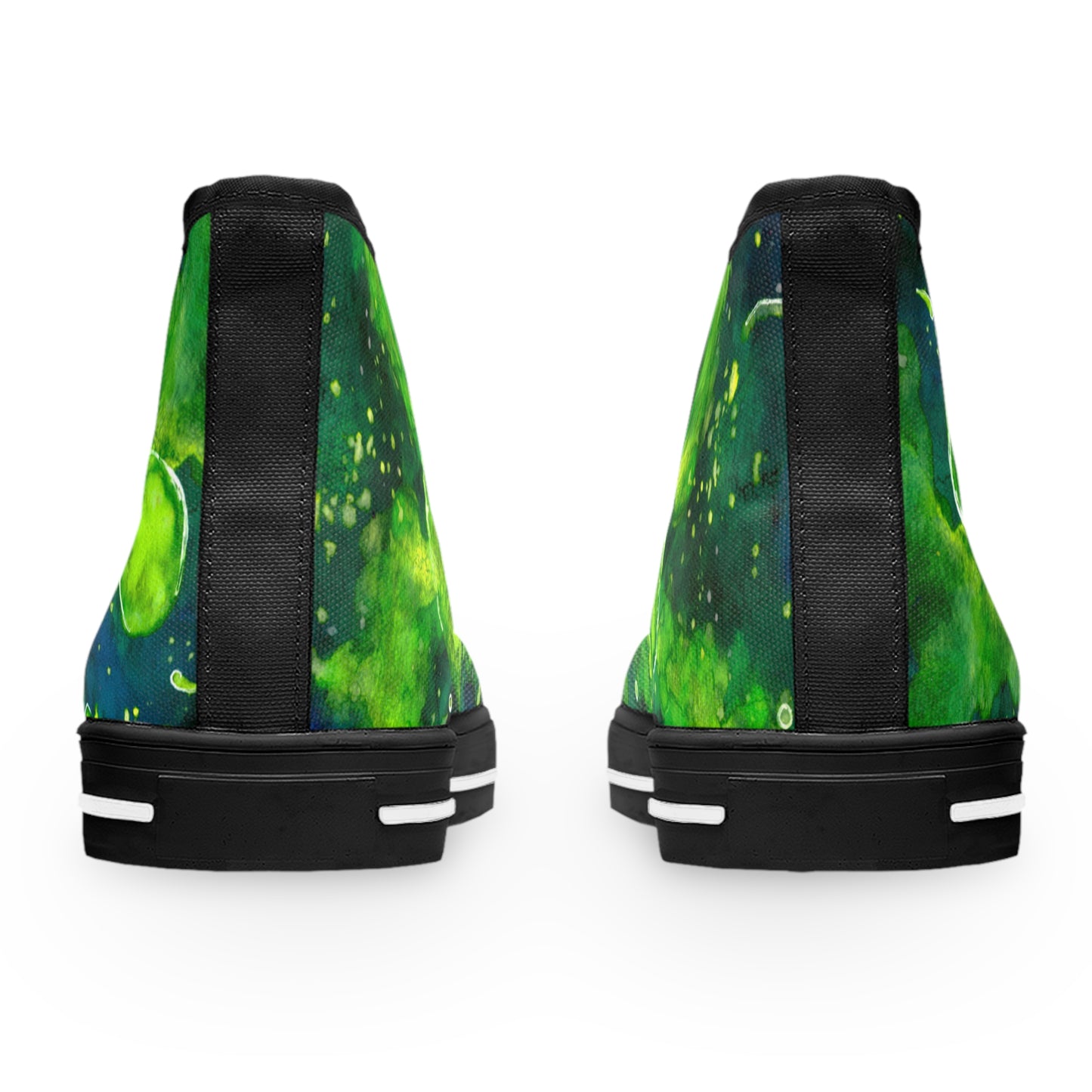 High Top Sneakers — Green Watercolor Cosmic Swirl Print