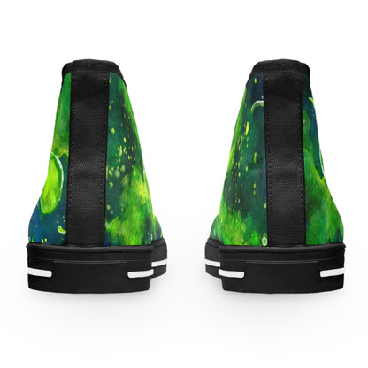 High Top Sneakers — Green Watercolor Cosmic Swirl Print
