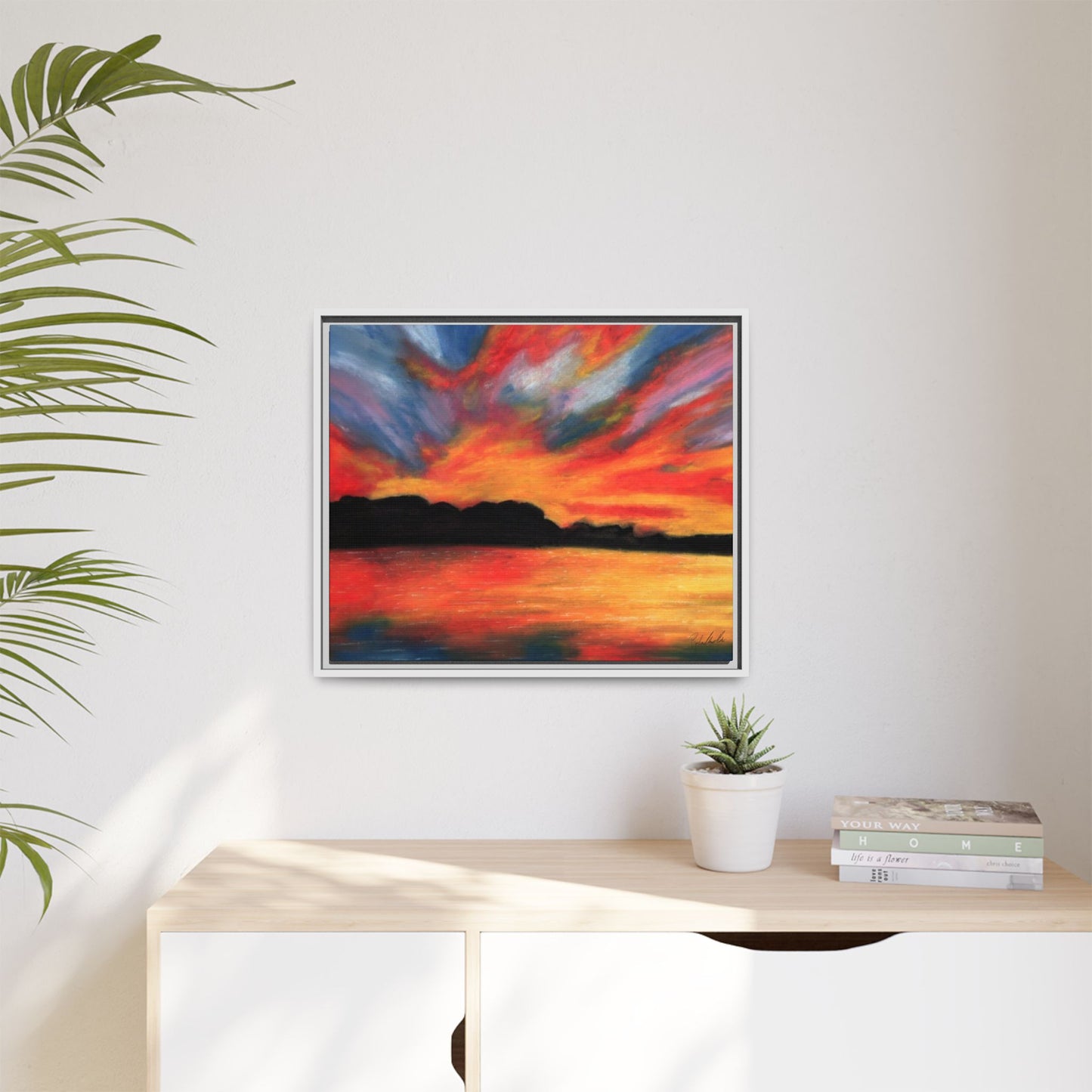 Sunset Over The Lake Framed Wall Art