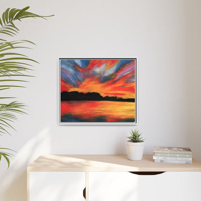 Sunset Over The Lake Framed Wall Art
