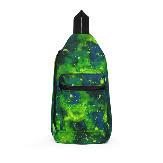 Green Galaxy Sling Bag – Space Nebula Crossbody Pack