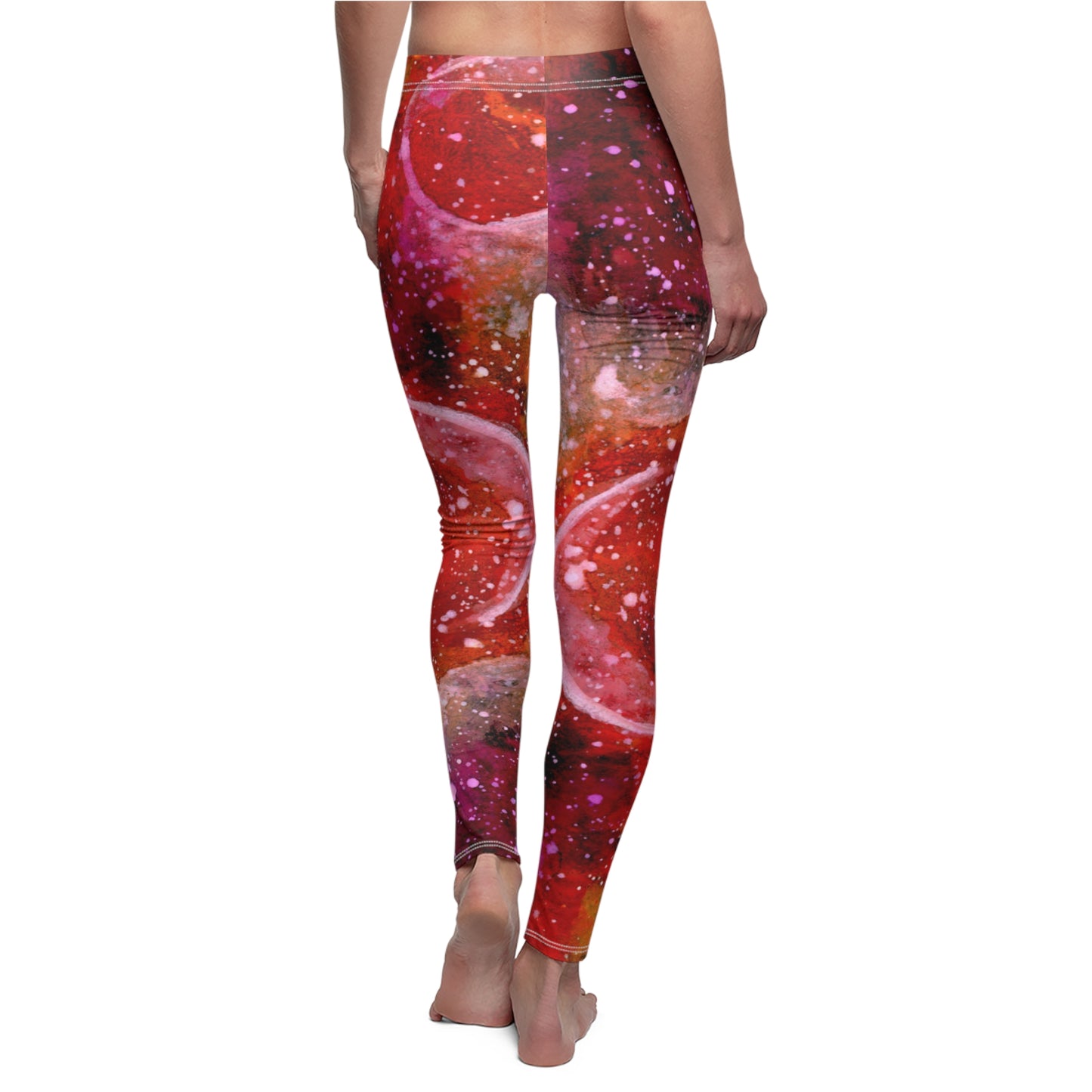 Orange Moons Galaxy Women's Cut & Sew Casual Leggings (AOP)