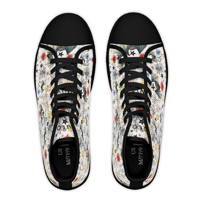 Floral Botanical Bat High Top Sneakers — Women's Vintage Wildflower Animal Print